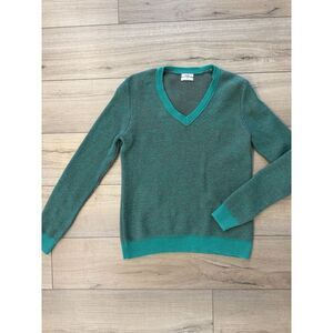 Wallace by Madewell Marled V-Neck Pullover Sweater M Medium Green Brown Women’s